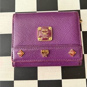 MCM Purple Wallet with Gold Accents